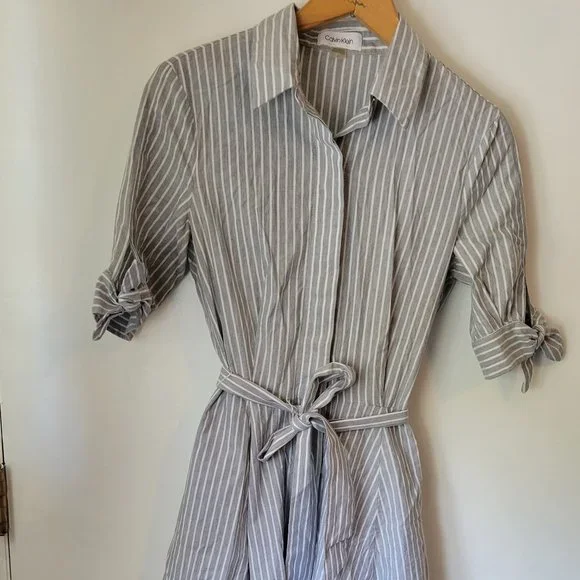 Calvin Klein striped button down dress